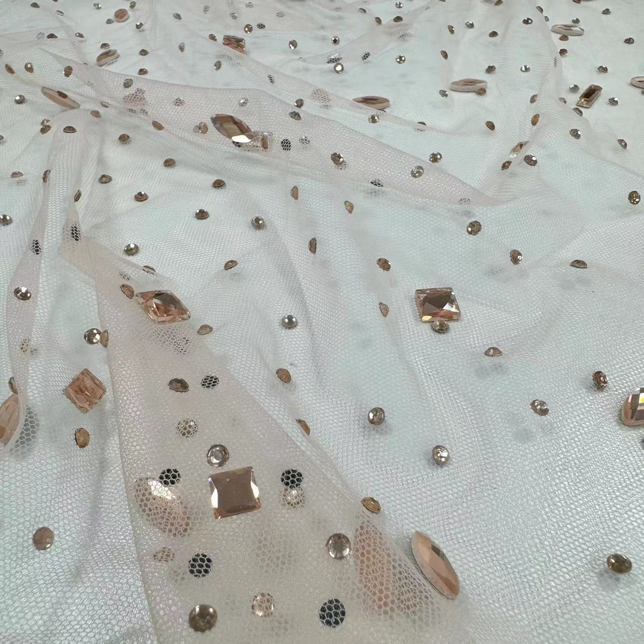 FB-104 Tulle With Stone Embroidery Fabric Wholesale