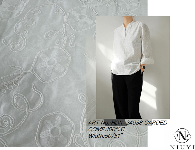 HDX-24038 Rope Embroidery Carded Cotton Fabric Wholesale