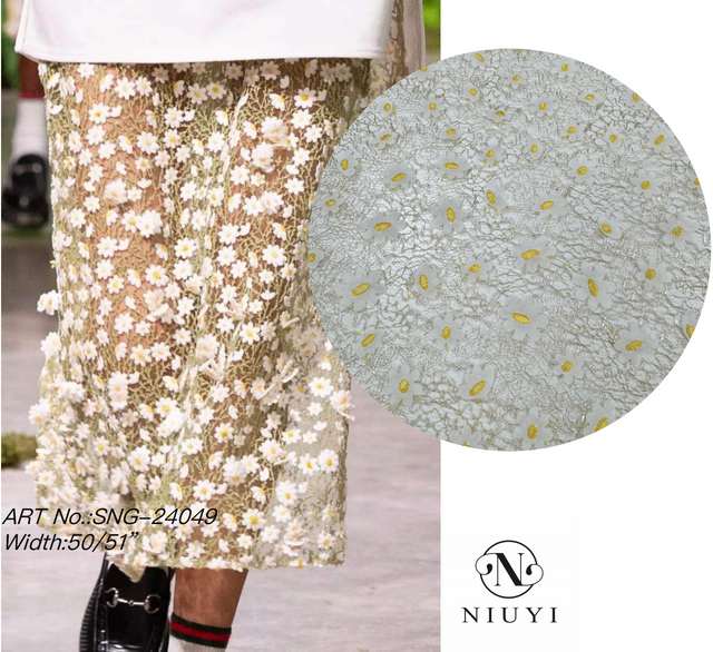 SNG-24049 Fashion Flower Laser Embroidery Lace Fabric 