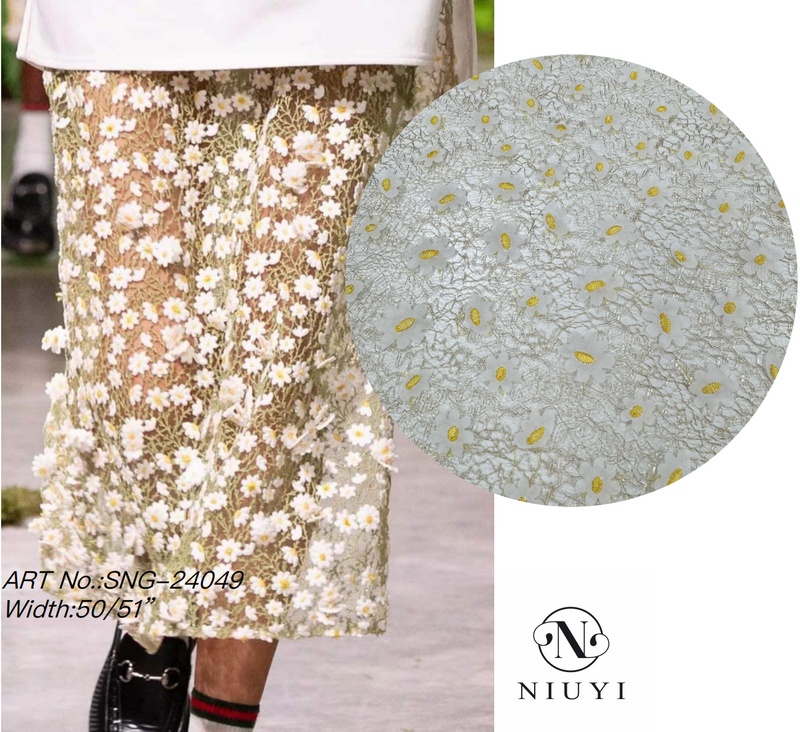 SNG-24049 Fashion Flower Laser Embroidery Lace Fabric 