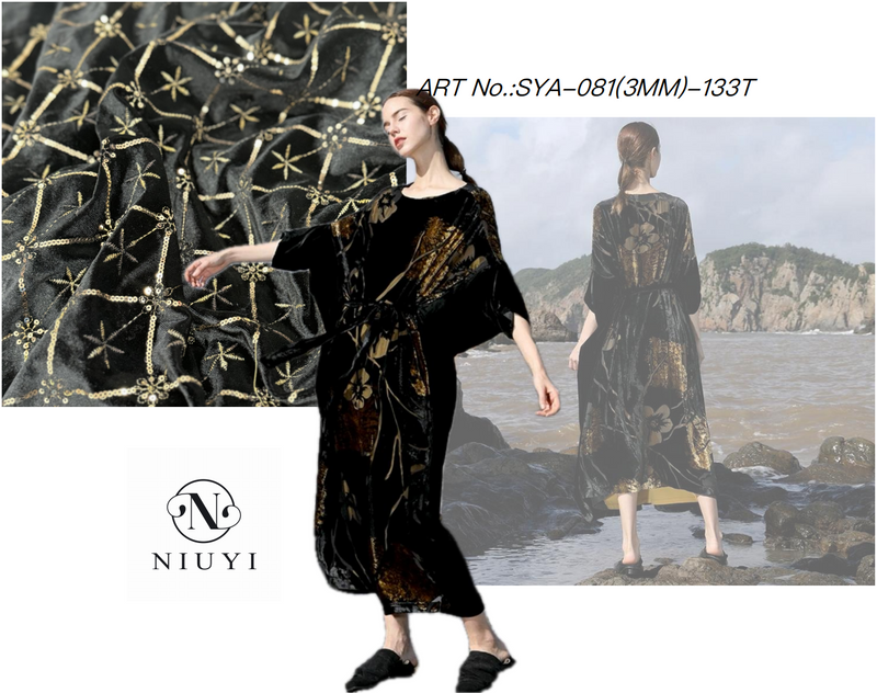 SYA-081 Sequins Embroidery Velvet Fabric manufacturer 