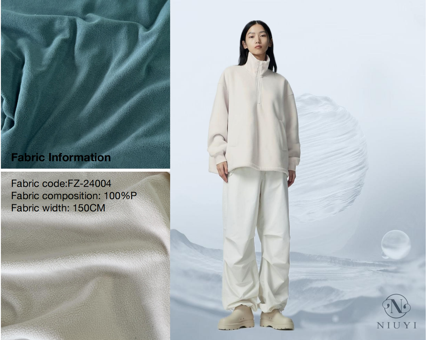 FZ-24004 2024 Fashion Knitted Fabric Fleece Wholesale Factory