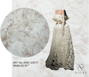 SNG-23077 Fashion Mesh Flower and Sequin Embroidery Fabric 