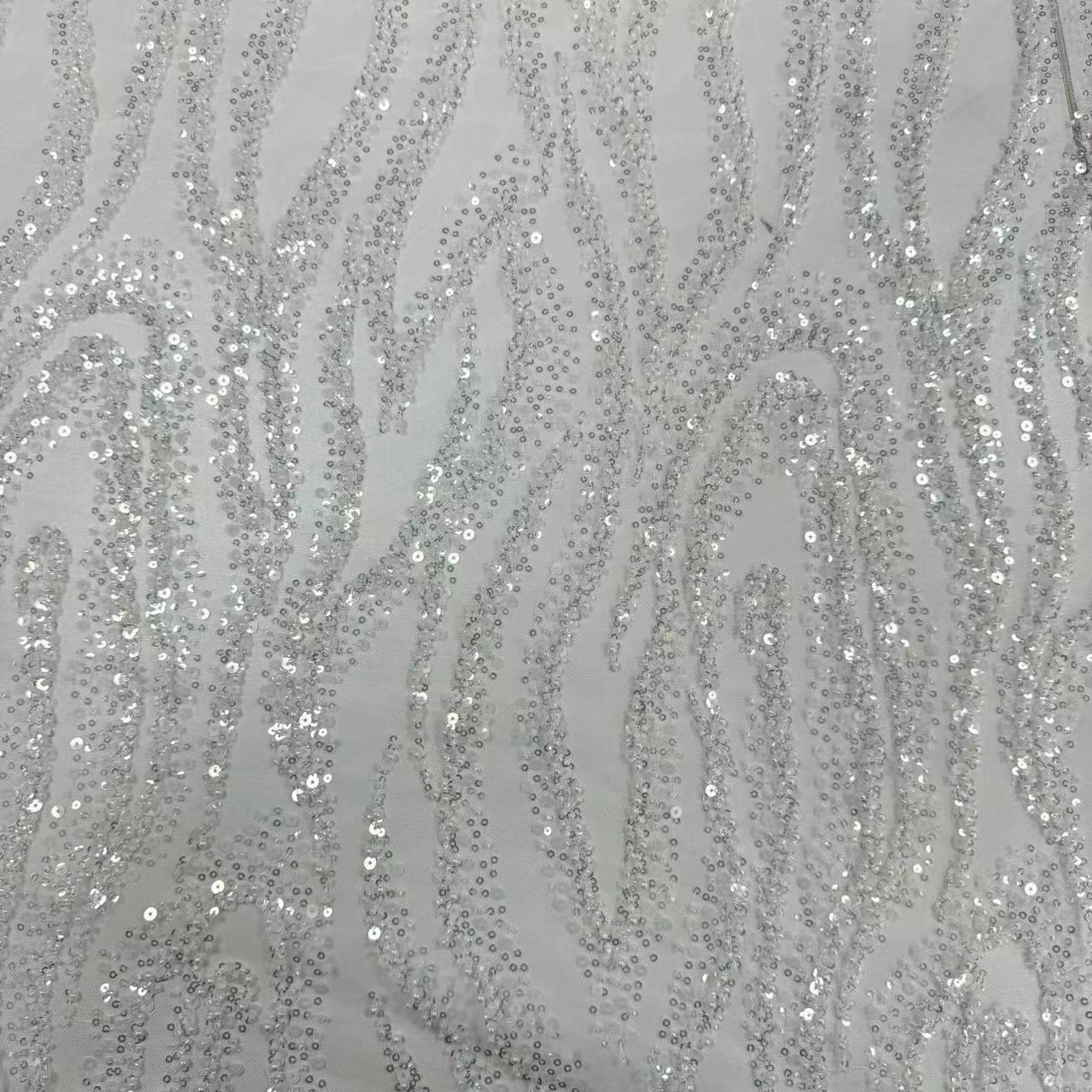 XRD-24187 Tulle with Machine Beads Embroidery Fabric