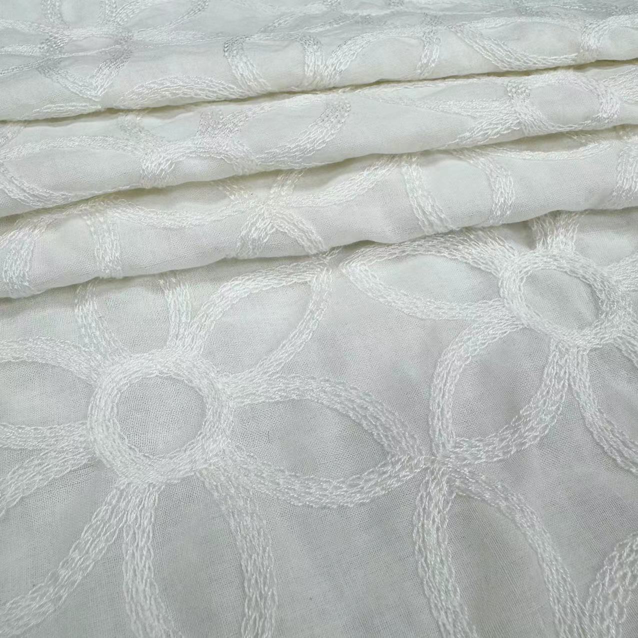 HDX-24079 Chain Embroidery Carded Cotton Fabric Wholesale