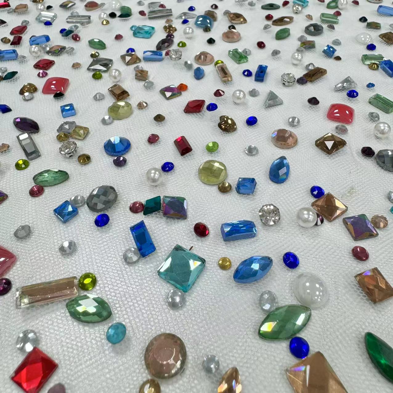 FB-074 Tulle With Stone Embroidery Fabric Wholesale