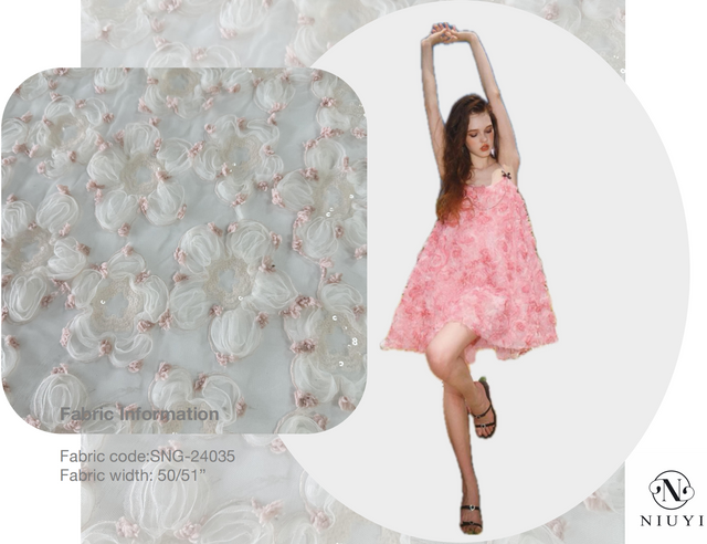 SNG-24035 Wholesale High Quality Spangle 3D Embroidery Lace Fabric 2024