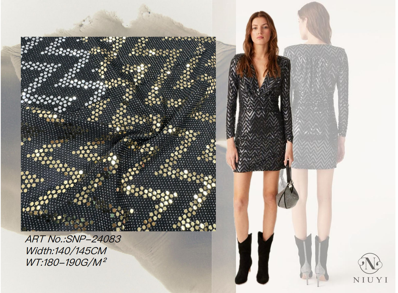 SNP-24083 Beautiful Color Spangle Embroidery Fabric online manufacturer