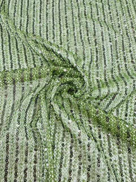 XRD-24140 Glitter Tulle with Machine Beads Embroidery Fabric