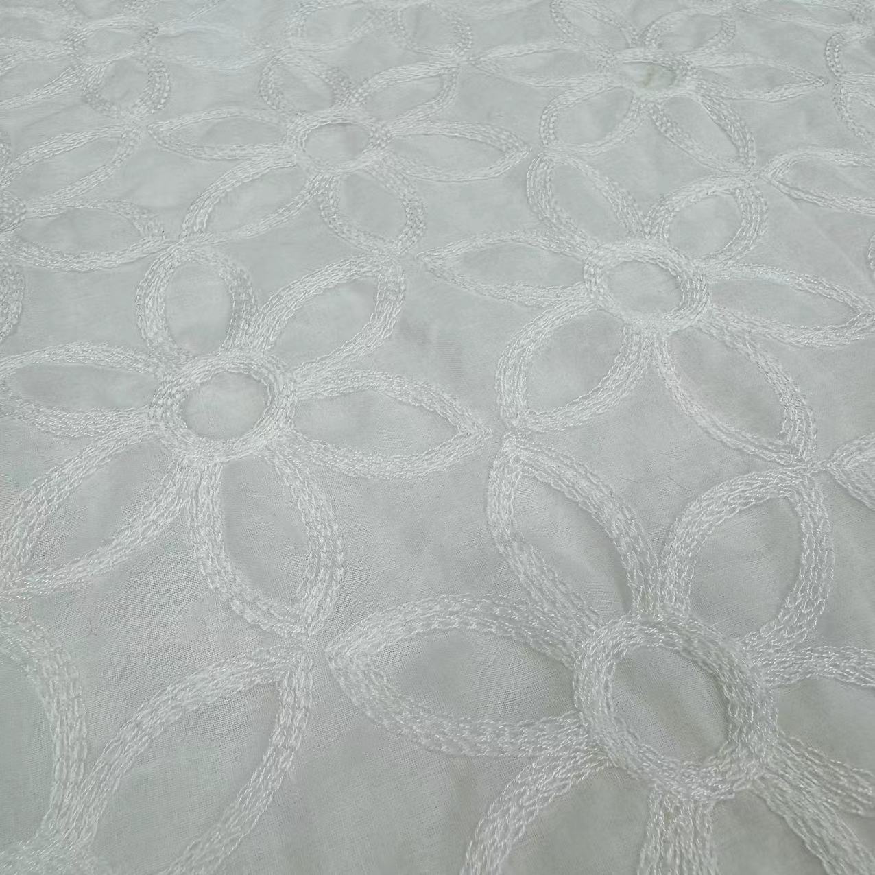 HDX-24079 Chain Embroidery Carded Cotton Fabric Wholesale