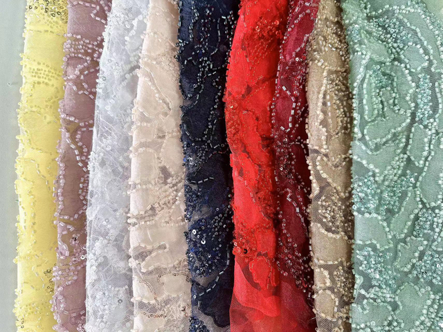 XRD-360 Tulle with Machine Beads Laser Embroidery