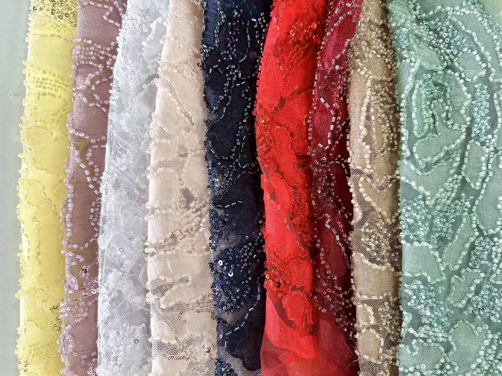XRD-360 Tulle with Machine Beads Laser Embroidery