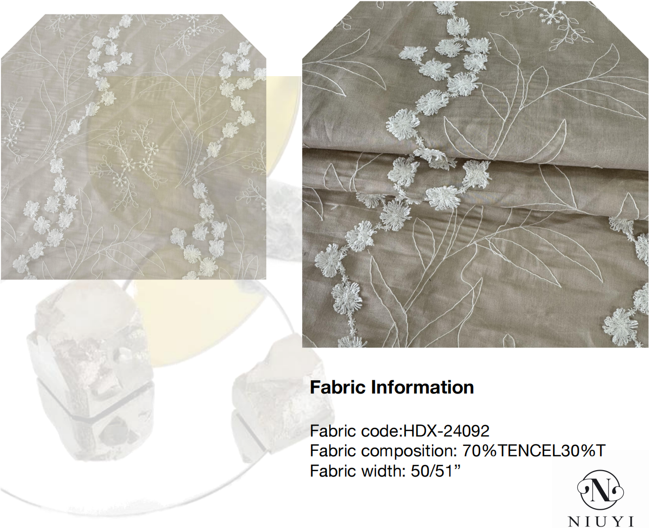 HDX-24092 3D Embroidery Fabric Wholesale Manufacturer