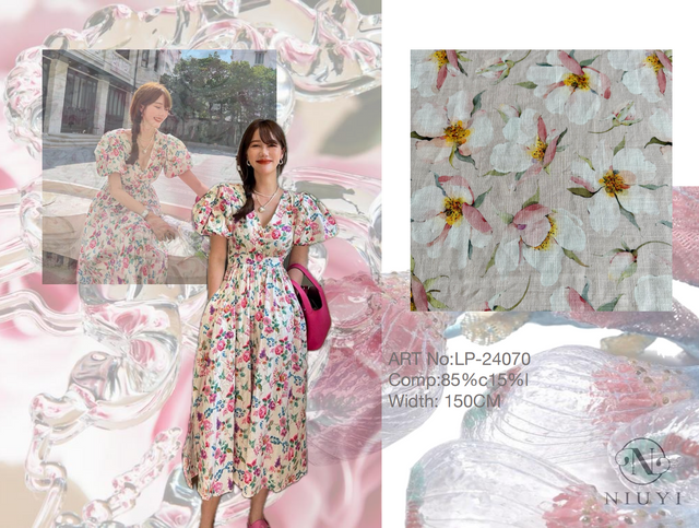 LP-24070 High Quality Printed Cotton/Linen Woven Fabric
