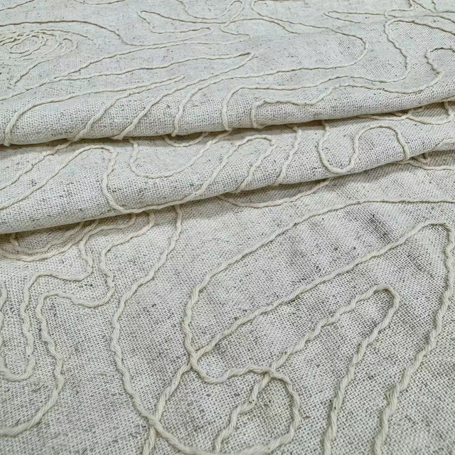 LCD-018B Rope Embroidery Linen/Viscose fabric