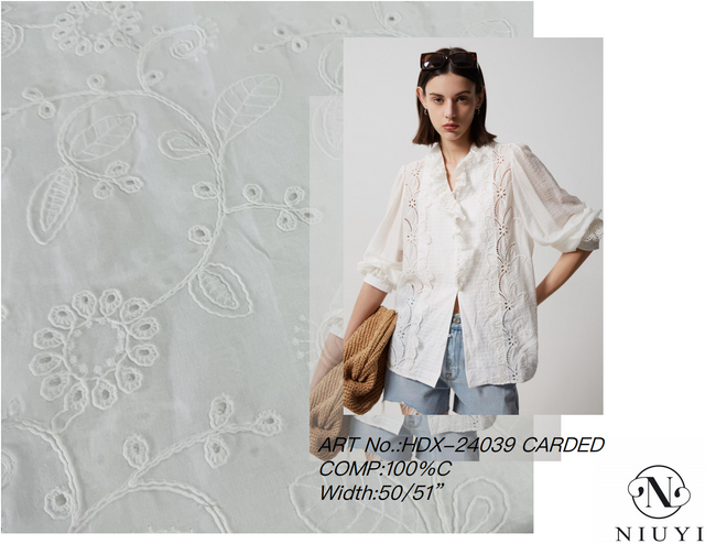 HDX-24039 Rope Embroidery Carded Cotton Fabric Wholesale