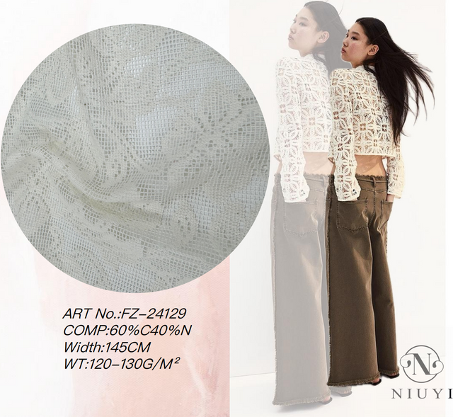FZ-24129 2024 Most Fashion Knitted Lace Fabric Online 