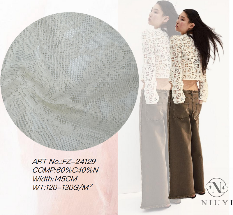 FZ-24129 2024 Most Fashion Knitted Lace Fabric Online 