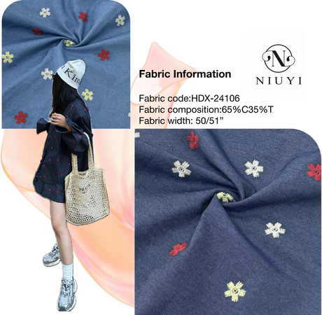 HDX-24106 Embroidery Denim Fabric wholesale