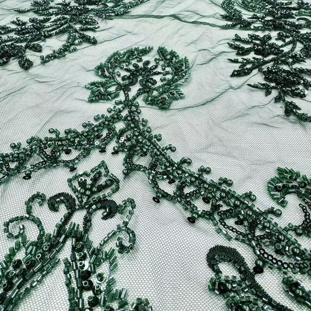XRD-24180 Tulle with Machine Beads Embroidery Fabric