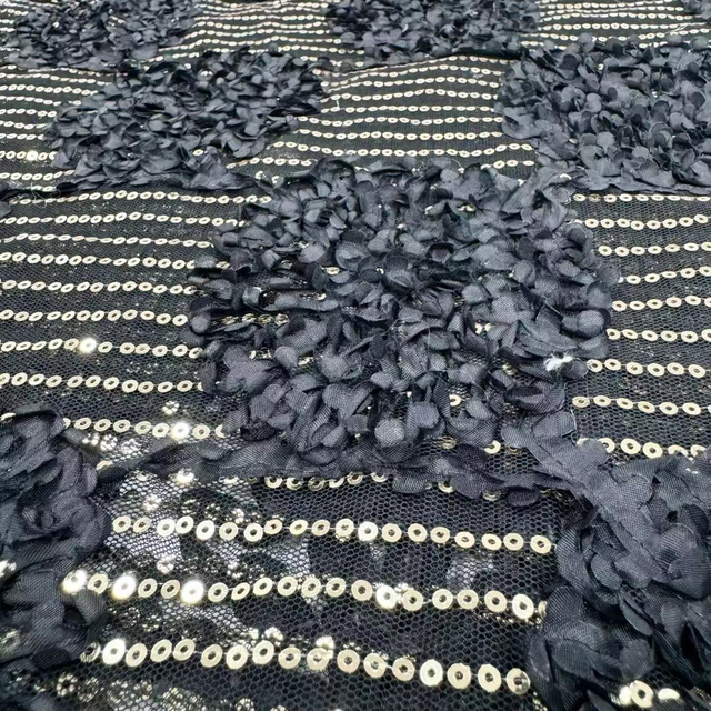 SNG-24025 Machine Sequins Embroidery Fabric Wholesale