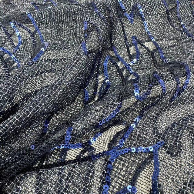 SNP-220 Spandex Tulle with Spangle Embroidery Fabric