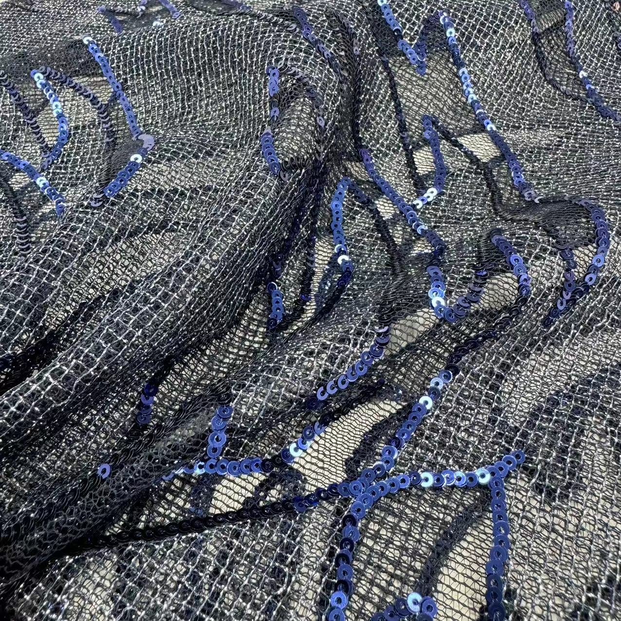 SNP-220 Spandex Tulle with Spangle Embroidery Fabric