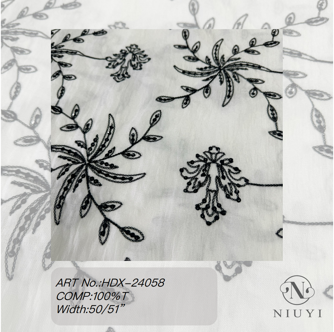 HDX-24058 Chain & Sequins Embroidery Poly Fabric Wholesale