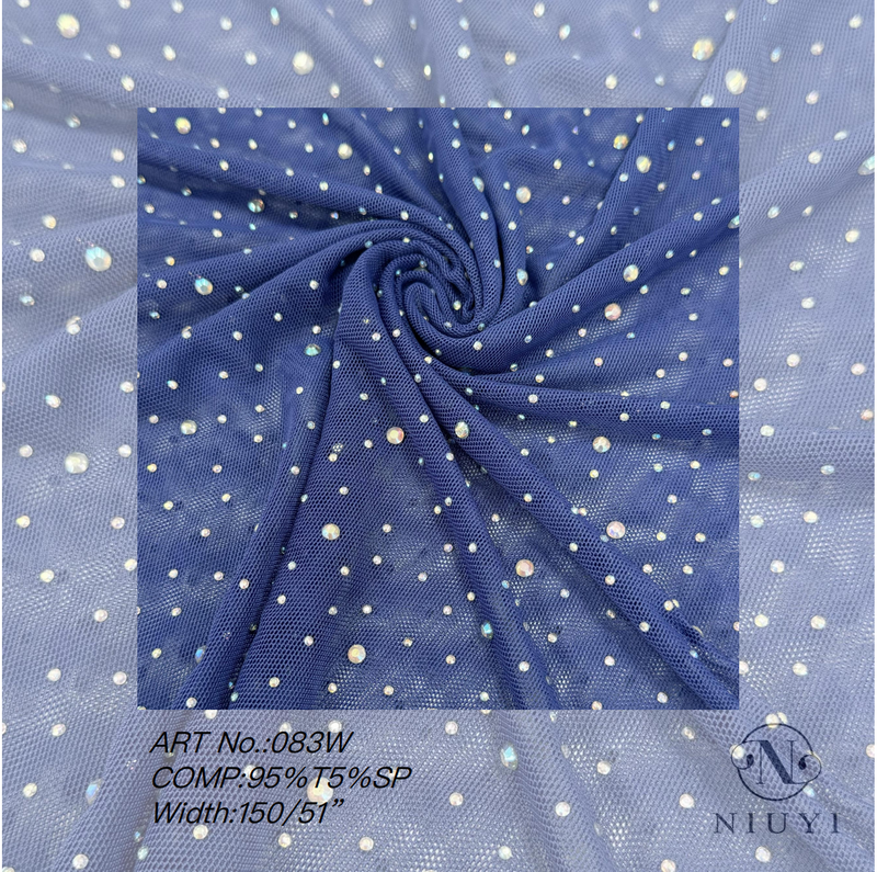 FB-083W Tulle With Stone Embroidery Fabric Wholesale