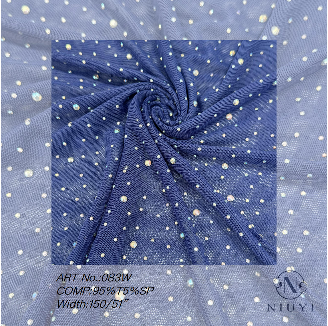 FB-083W Tulle With Stone Embroidery Fabric Wholesale