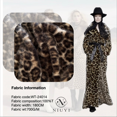 WT-24014 100% Polyester Printed Faux Fur Fabric Leopard Printed Fake Hair Like Rabbit Fur