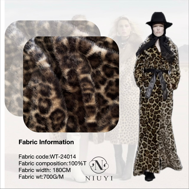 WT-24014 100% Polyester Printed Faux Fur Fabric Leopard Printed Fake Hair Like Rabbit Fur